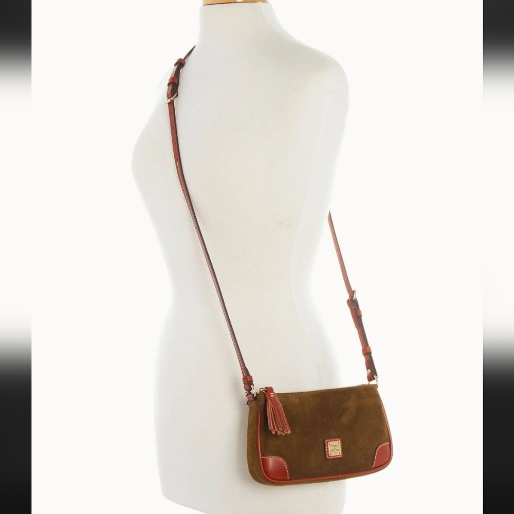 Dooney & Burke Suede Slim Crossbody Leather Equestrian Inspired Bag - Picture 13 of 13